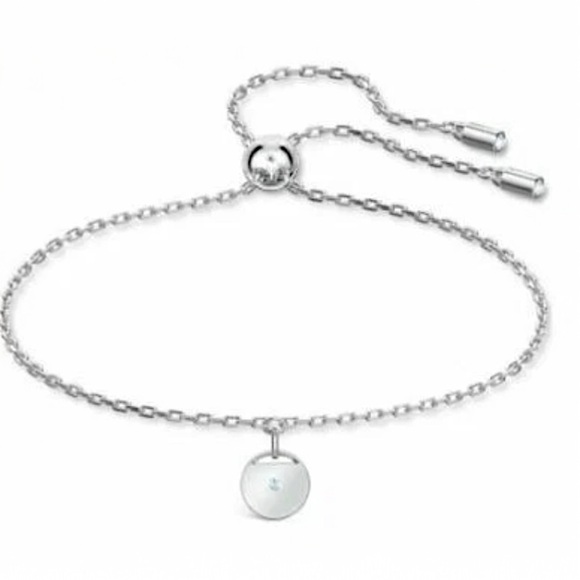 SWAROVSKI Women’s Ginger Disc Rhodium Chain Slide Bracelet 5548070 NEW IN BOX - Picture 1 of 11